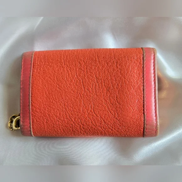 BVLGARI Orange Leather Wallet with Gold Emblem - Picture 2 of 11